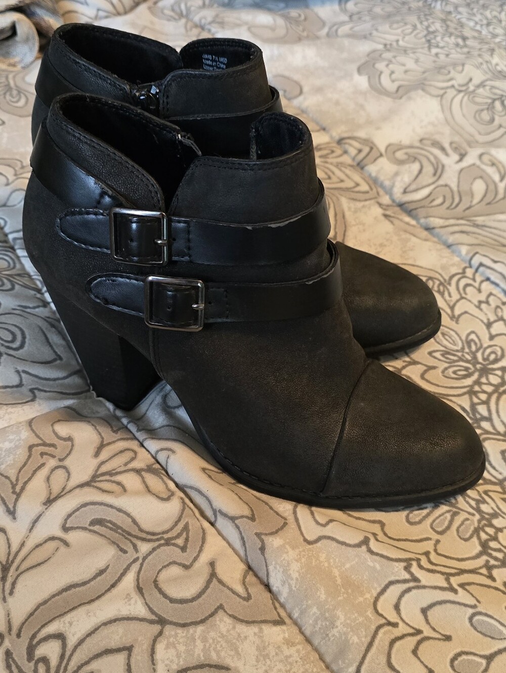 LC Lauren Conrad Women's Black Ankle Booties with Buckle Detail 7.5 M